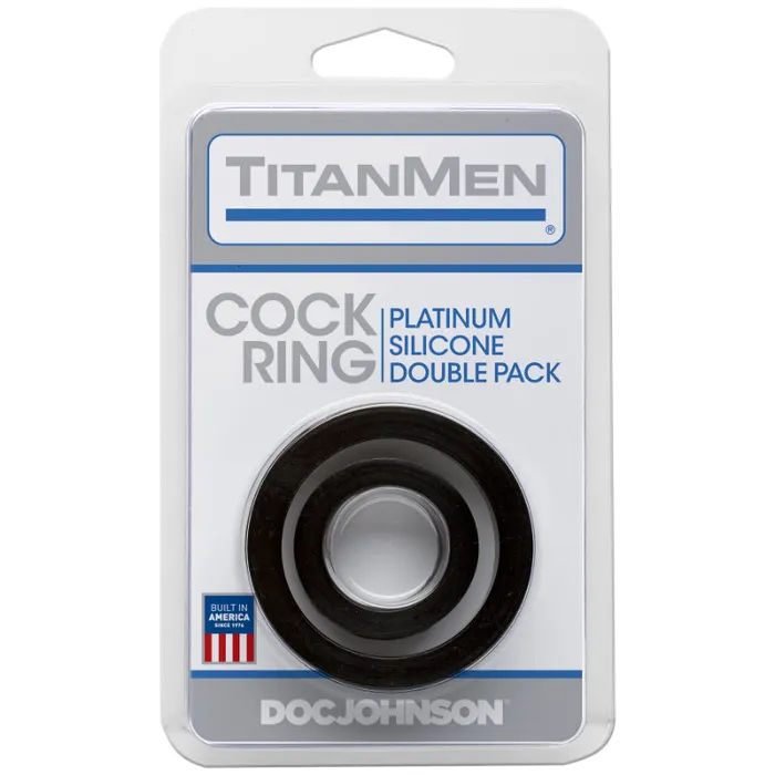 TitanMen Silicone Cock Rings Double Pack Black Doc Johnson Dildos