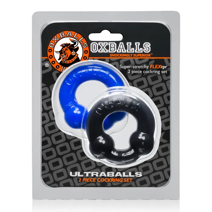 Vibrators OxBalls Ultraballs 2 Pack Cockring Black And Police Blue