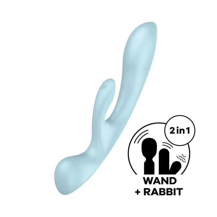 Vibrators Satisfyer Triple Oh Light Blue USB Rechargeable Rabbit Vibrator Satisfyer