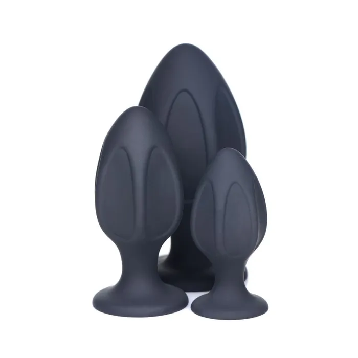 XR Brands The Master Series Triple Juicers Silicone Anal Plug Set Black Anal