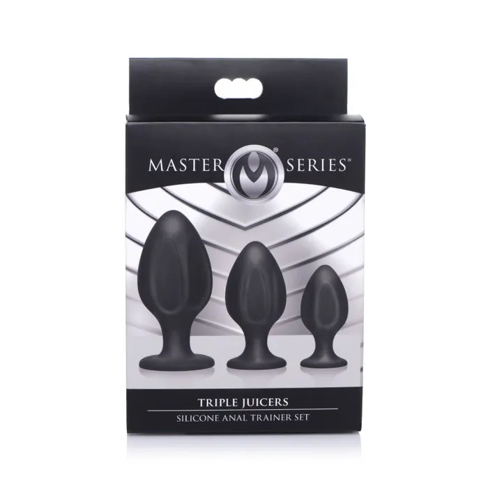 XR Brands The Master Series Triple Juicers Silicone Anal Plug Set Black Anal