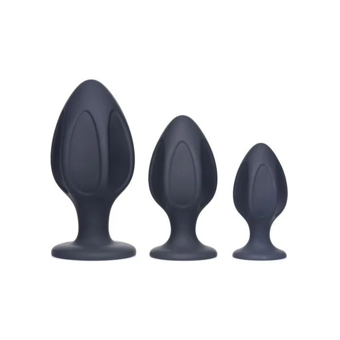 XR Brands The Master Series Triple Juicers Silicone Anal Plug Set Black Anal