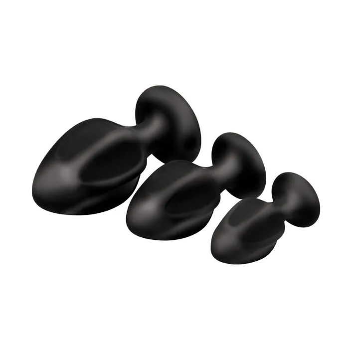 XR Brands The Master Series Triple Juicers Silicone Anal Plug Set Black Anal