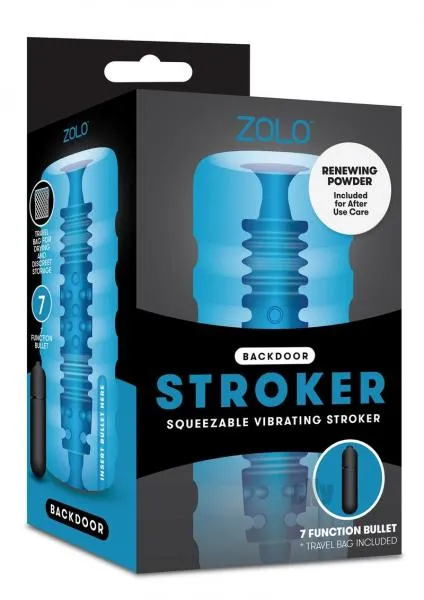 ZOLO Zolo Backdoor Squeezable Vibrating Stroker Blue Male Sex Toys