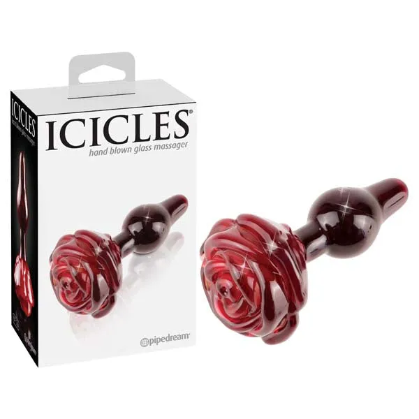 Icicles 76 61 cm 24 Glass Butt Plug with Rose Tail Pipedream Male Sex Toys