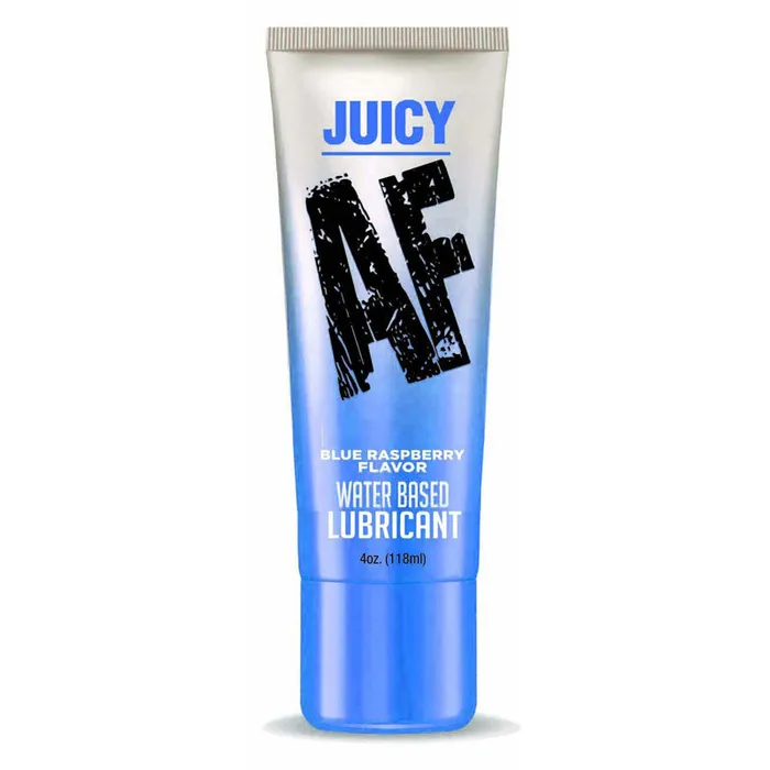 Juicy AF Blue Raspberry Blue Raspberry Flavoured Water Based Lubricant 120 ml Tube Little Genie Vibrators