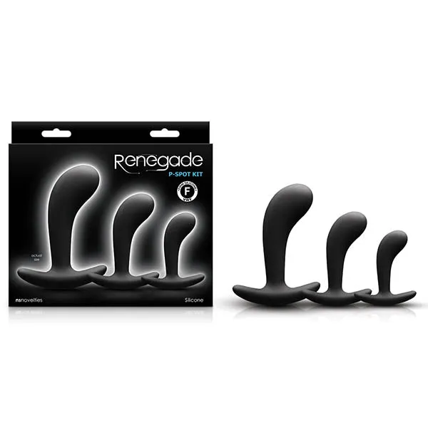 NS Novelties Renegade P Spot Kit Black Anal Plugs Set of 3 Sizes Anal