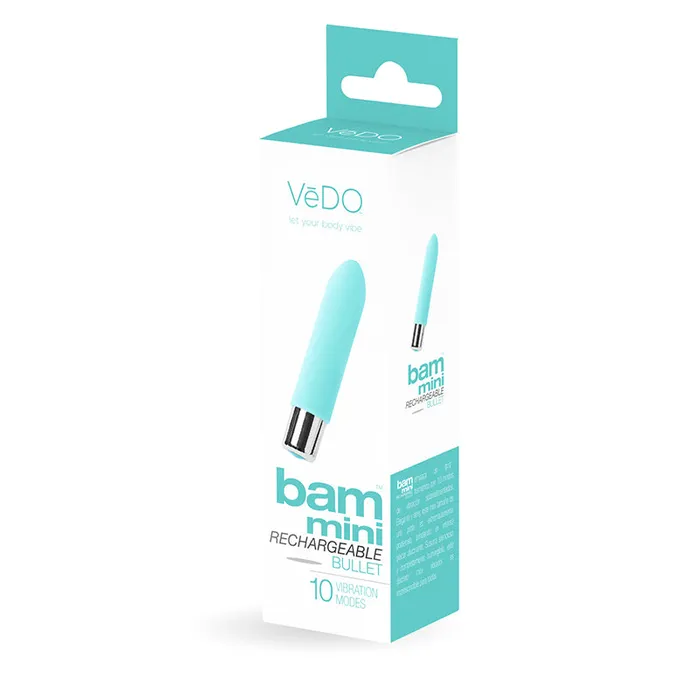 VeDO Bam Mini Rechargeable Bullet Vibe Tease Me Turquoise VEDO Vibrators