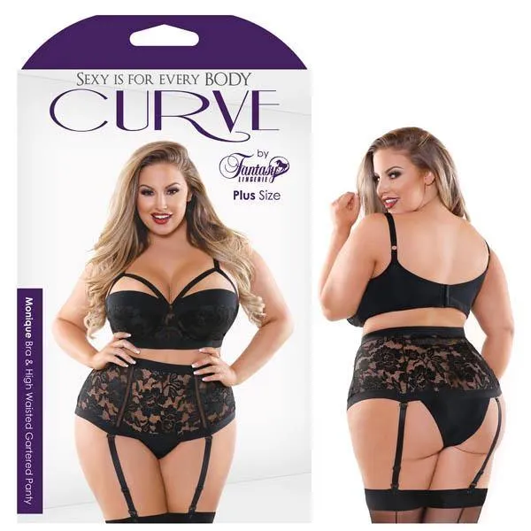 Vibrators Fantasy Lingerie Curve Monique Bra High Waisted Panty 1X2X