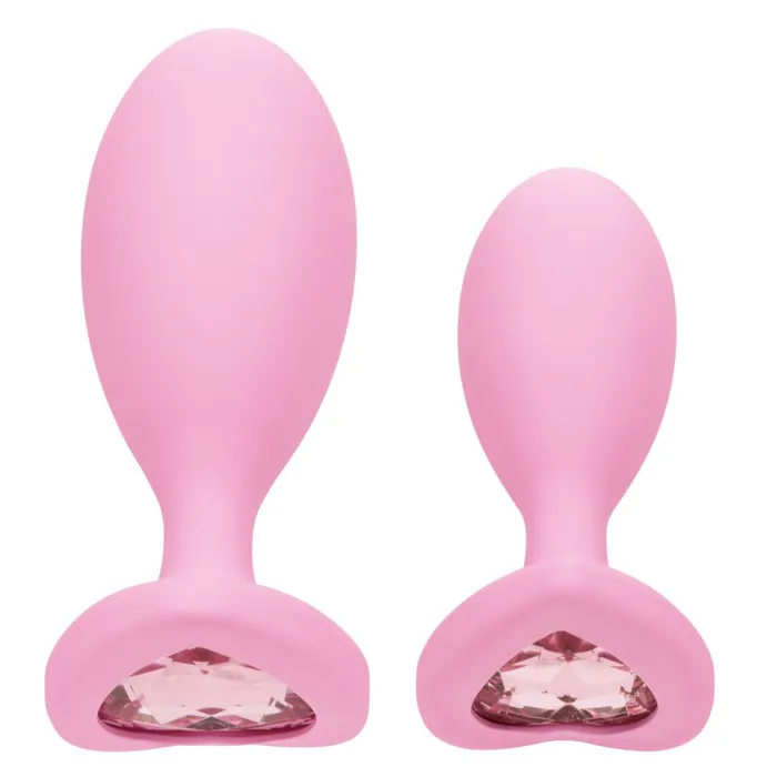 2 Silicone First Time Butt Plugs Pink Crystal California Exotic Novelties Female Sex Toys