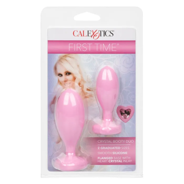 2 Silicone First Time Butt Plugs Pink Crystal California Exotic Novelties Female Sex Toys