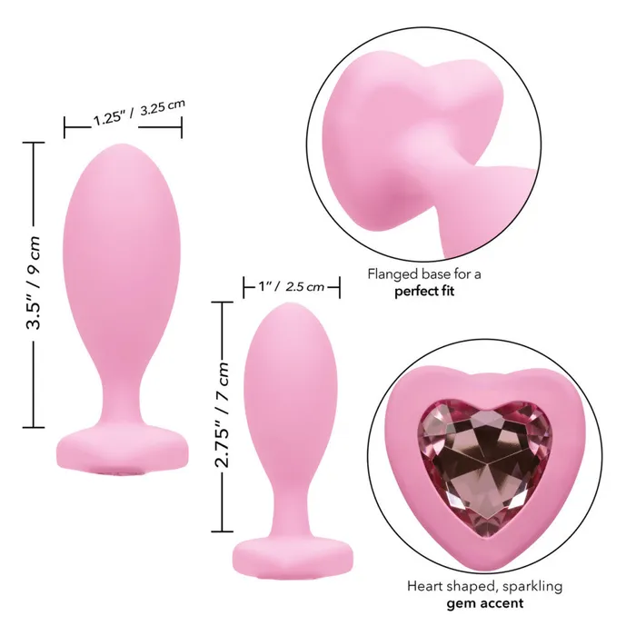 2 Silicone First Time Butt Plugs Pink Crystal California Exotic Novelties Female Sex Toys