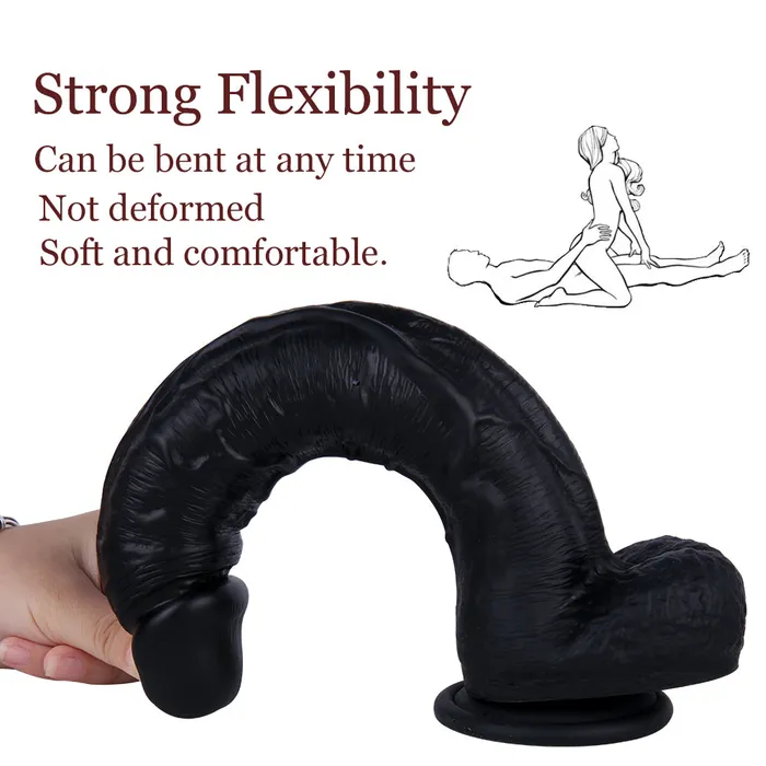 Anal 11 Inch Black Curved Silicone Huge Dildo