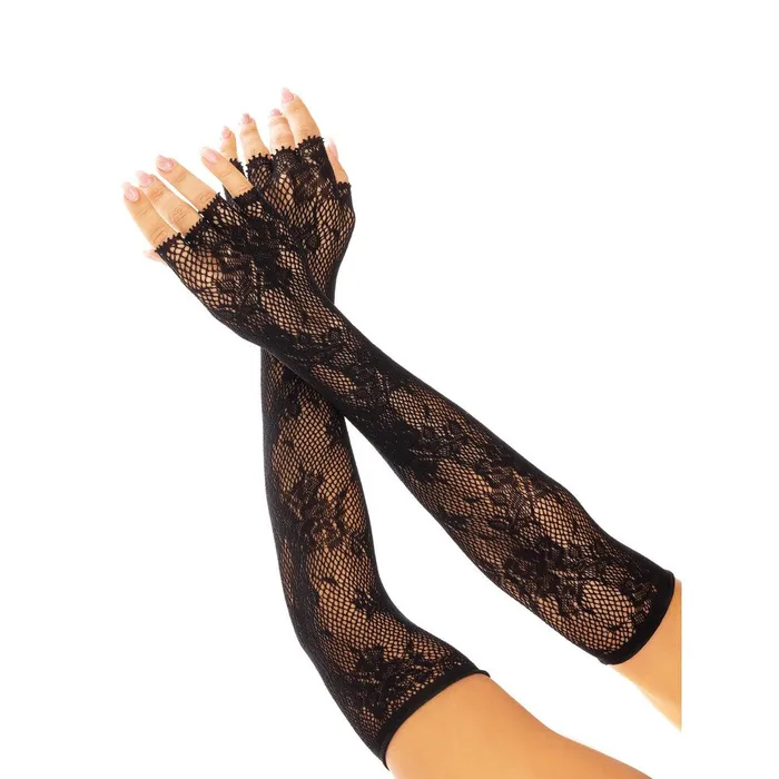 Anal Leg Avenue Lingerie Leg Ave Floral Net Fingerless Gloves Black