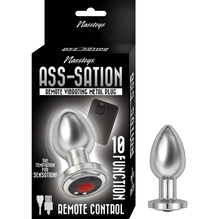 Anal Nasswalk Toys AssSation Remote Vibrating Metal Plug Silver