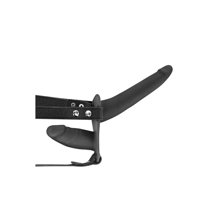 Fetish Tentation Female Sex Toys Vibrating Silicone Double Penis Belt Dual Dildo Black