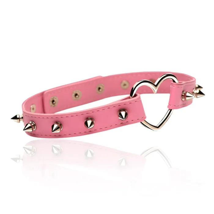 Master Series Anal Master Series Spiked Heart Choker Pink