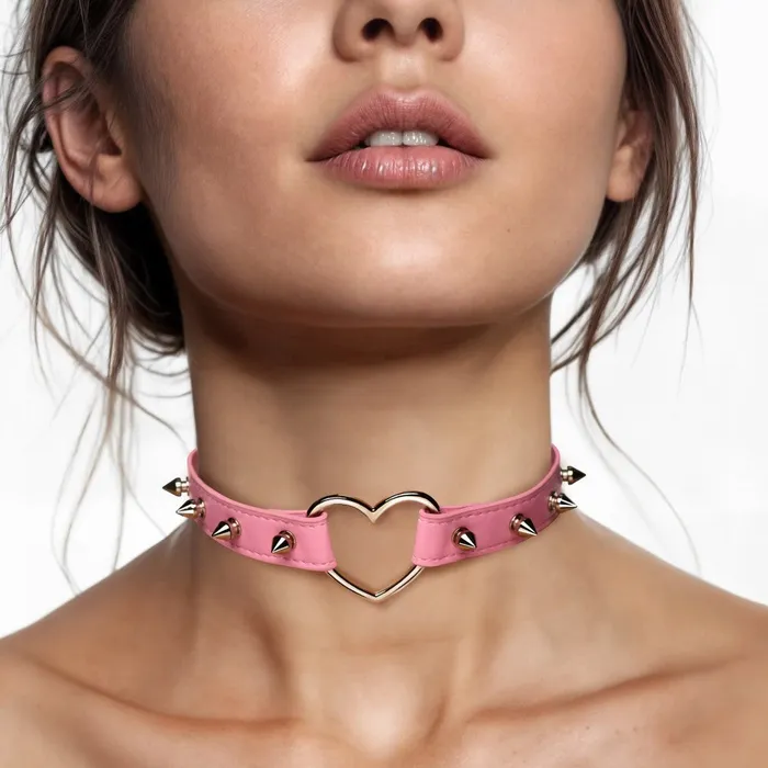 Master Series Anal Master Series Spiked Heart Choker Pink