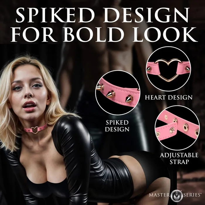 Master Series Anal Master Series Spiked Heart Choker Pink