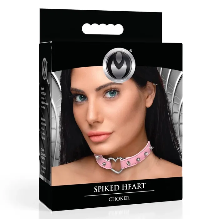 Master Series Anal Master Series Spiked Heart Choker Pink