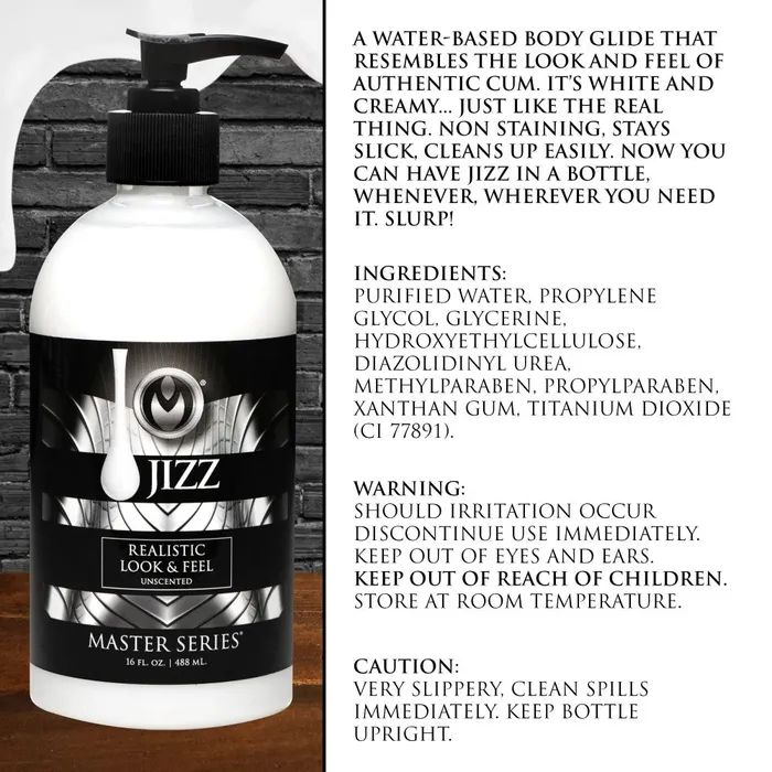 Master Series Jizz Unscented WaterBased Lubricant 488ml Master Series Lubricants