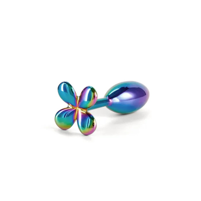 NS Novelties Anal Metal Butt Plug Jewel Rear Assets Clover Multicolor Holographic