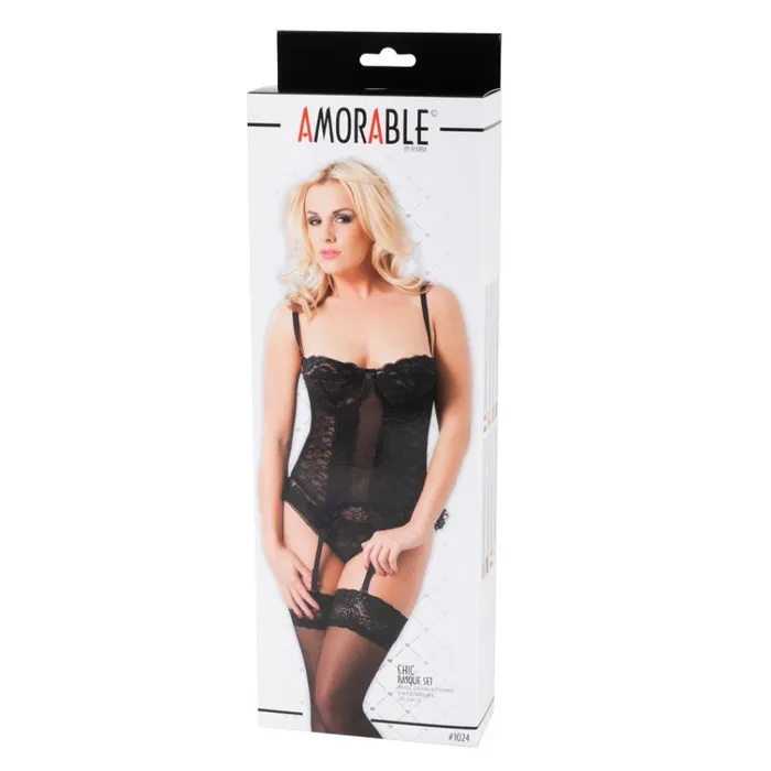 Rimba Anal Amorable Chic Basque Set Black