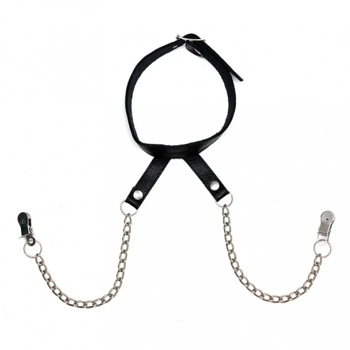 Rimba Couples Rimba Nipple Clamps with Leather Neck Collar