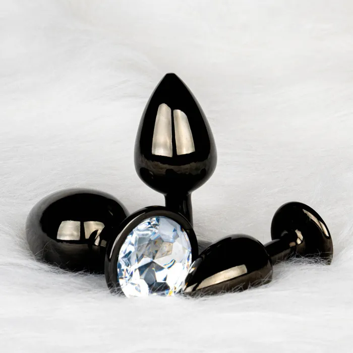 Shots Toys Male Sex Toys Metal Anal Plug with Crystal Ouch L black