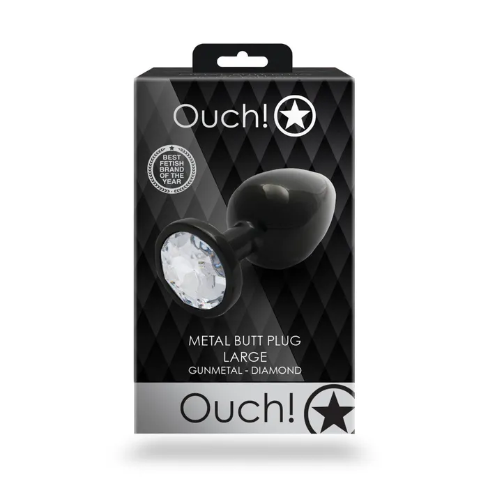 Shots Toys Male Sex Toys Metal Anal Plug with Crystal Ouch L black