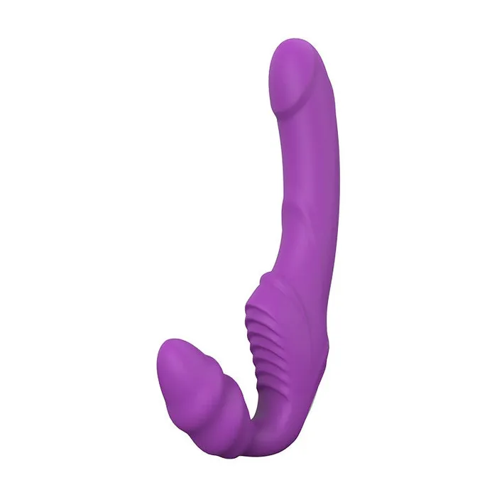 Strapless Strapon Rechargeable Vibrating Double Dipper Dildo Purple Dream Toys Female Sex Toys
