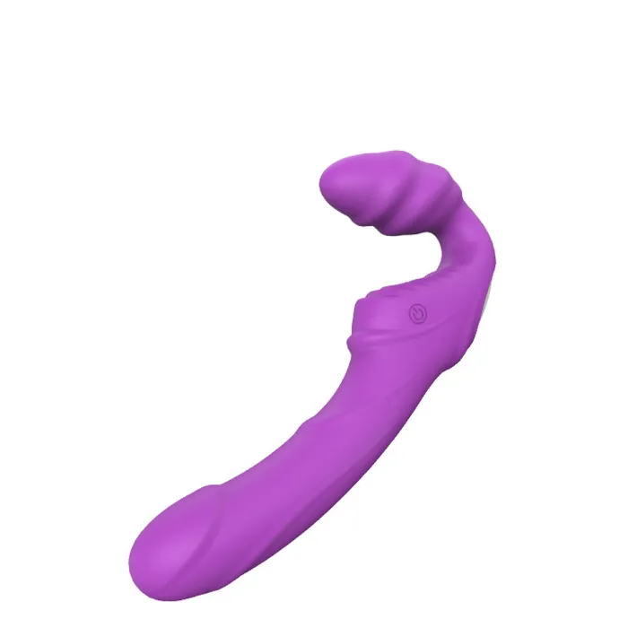 Strapless Strapon Rechargeable Vibrating Double Dipper Dildo Purple Dream Toys Female Sex Toys