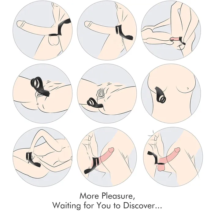 AH AH Vibrating Double Cock Ring Prostate Massager Male Sex Toys