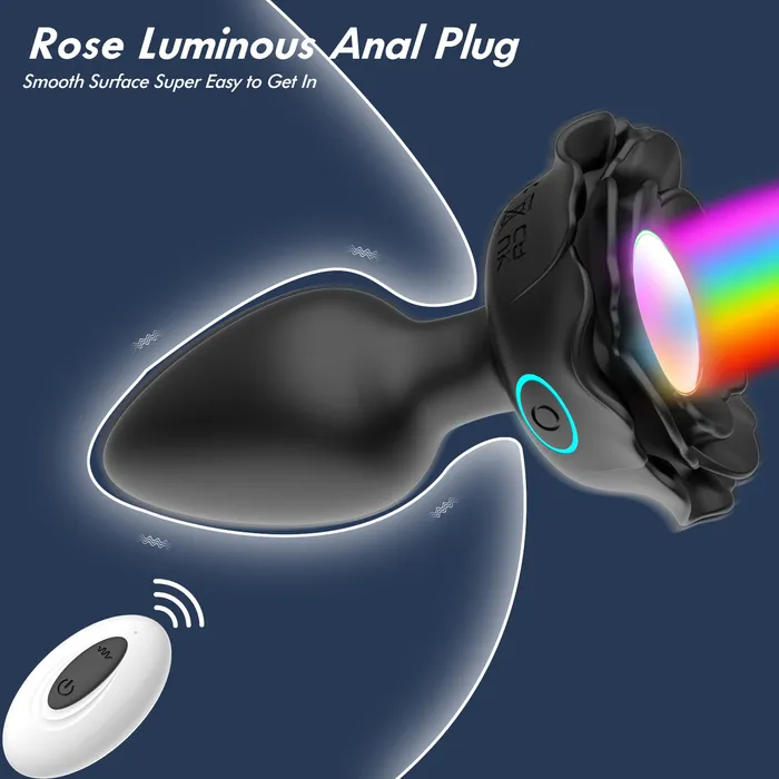 AH ROSE Lighting Remote Control Anal Plug Vibrator Black AH Anal