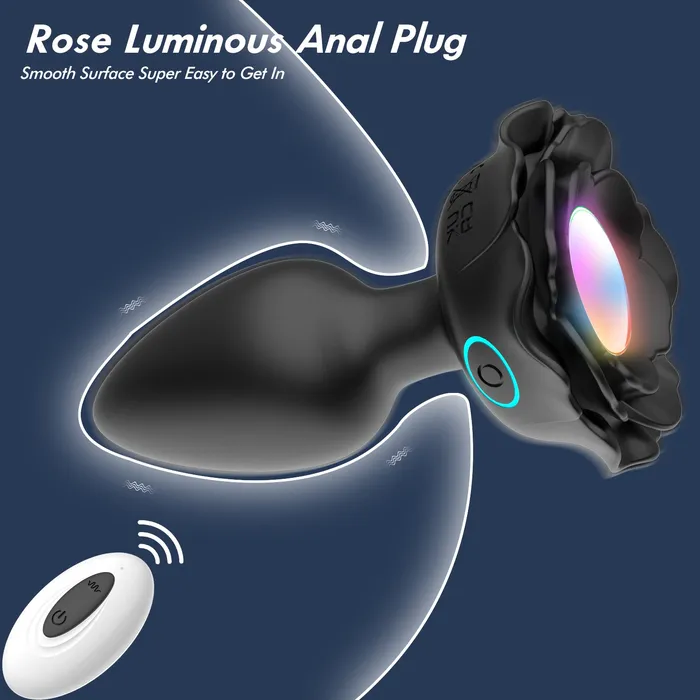 AH ROSE Lighting Remote Control Anal Plug Vibrator Black AH Anal