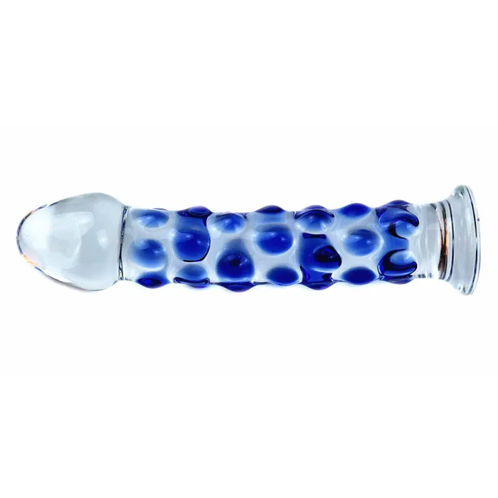 Anal SexyPlay Blue Point 175cm Crystal Glass Dildo Wearable Ribbed Butt Plug