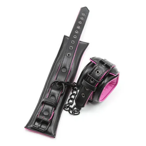 Black Pink Leather Padded ANKLE Leg Cuffs Naughty Toys Restraints