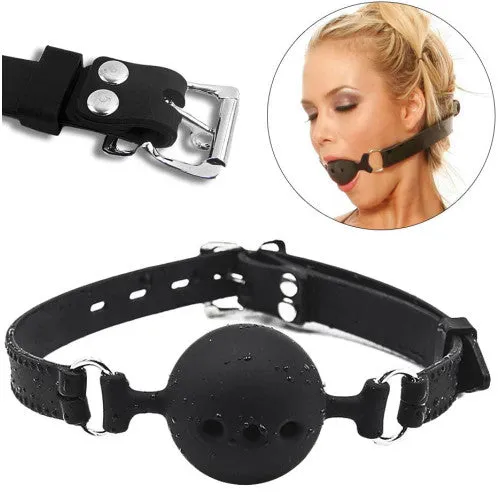 Breathable Ball Gag Large Black 45 cm Naughty Toys Anal