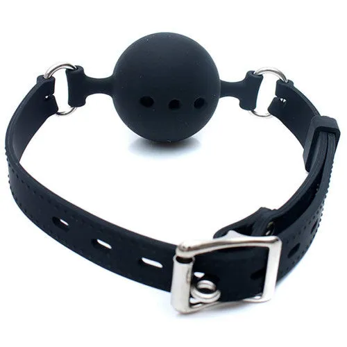 Breathable Ball Gag Large Black 45 cm Naughty Toys Anal