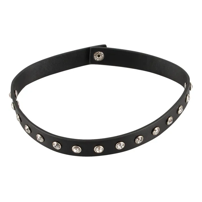 Fetish Collection Male Sex Toys Faux Leather Choker with Rhinestones