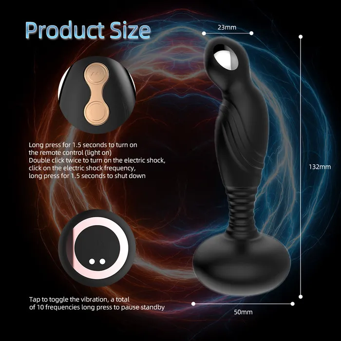 HC Anal HC Remote Control Electric Shock Stick Prostate Massager Anal Plug Vibrator