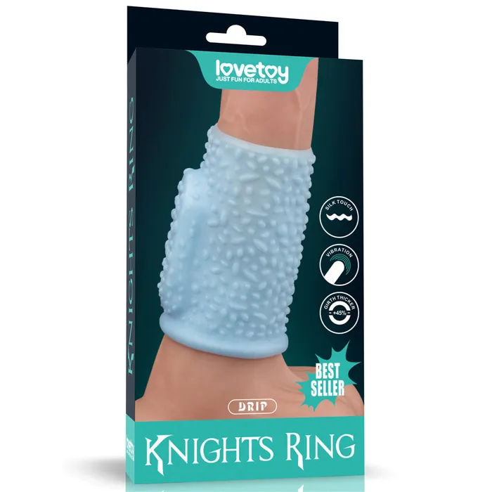 Male Sex Toys LOVETOY LOVETOY Vibrating Drip Knights Ring Penis Sleeve Blue