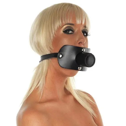 Rimba Restraints Leather Gag With Urine Tube