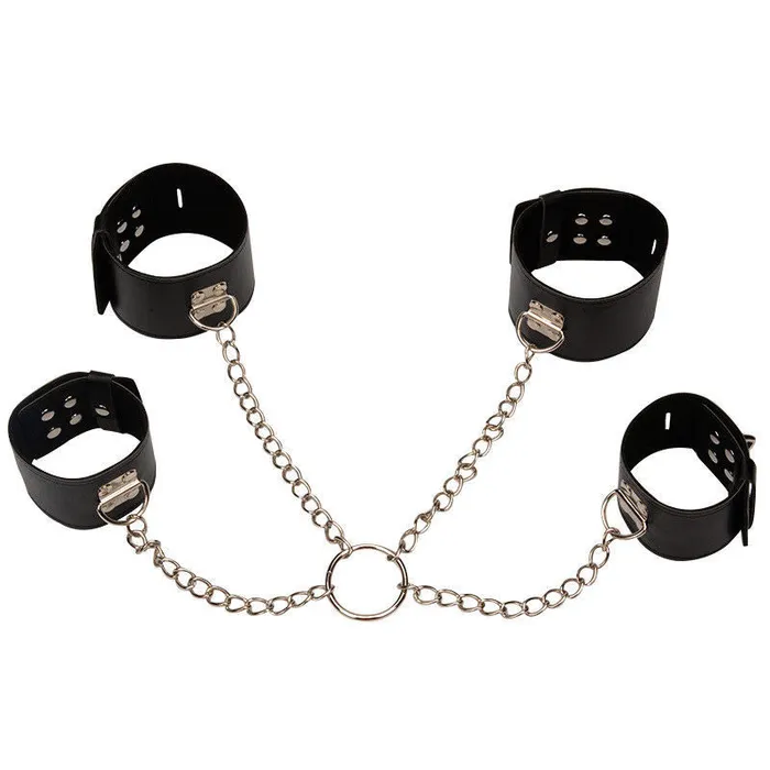 SexyPlay Couples Handcuffs Ankle Cuffs Strap Metal Chain Bondage Set BDSM