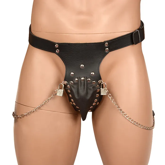 SexyPlay Male Sex Toys BDSM Mens Chastity Belt Harness Underwear with Padlock Chain Penis Lock Bondage